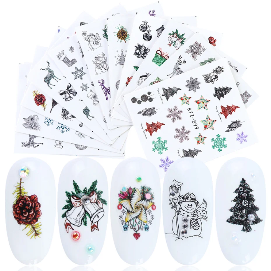 

16pc/set Nail Water Decals New Year Transfer Sticker Winter Christmas Nail Art Decor Wraps Flakes Sliders Manicure LASTZ892-905