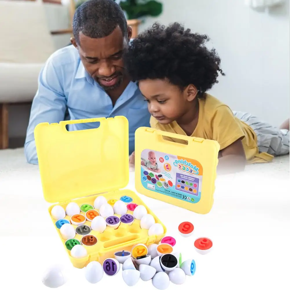 26 Pcs Numbers Matching Eggs Toy Baby Learning Education Math Toy Puzzle Matching Toys Montessori Building Blocks For Children