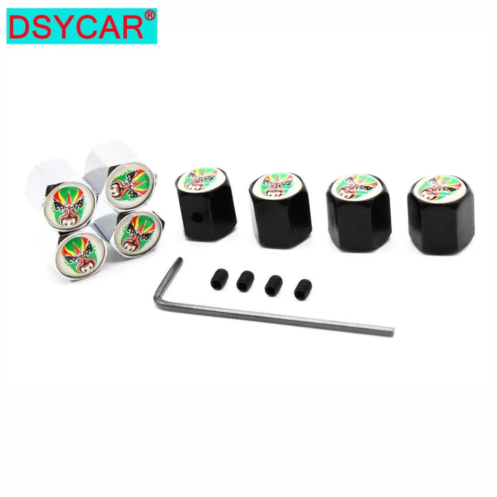 DSYCAR 1Set Car Zinc Alloy Anti-theft Green Face Makeup Logo Tire Valve Caps Wheel Tires Stem Air Cap Airtight Covers | Автомобили и