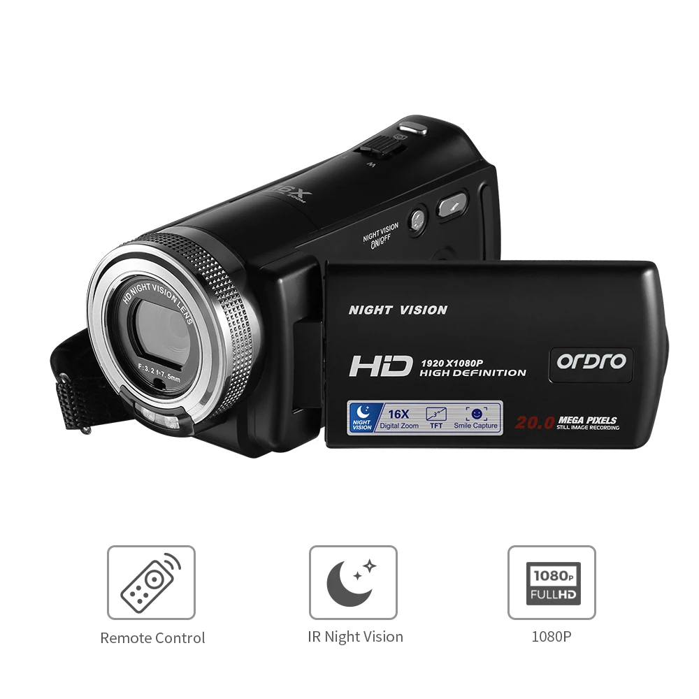 HD камера видеокамера 1080P ORDRO HDV V12 16X зум ИК Инфракрасное Ночное Видение цифровая