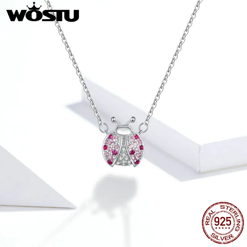 WOSTU 925 стерлингового серебра ожерелье кулон для женщин в виде двойных звездочек