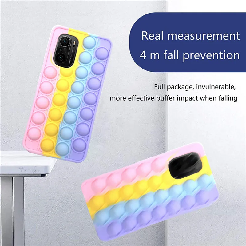 For Redmi Note 9 Pro 9S 7 8 Pro Push Pop Bubble Fidget Toy Soft Case for Redmi 9 9T 9C 9A Mi Poco X3 M3 Sensory Stress Reliver