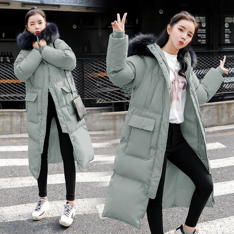 

Winter Fashion And Personality Solid Color Casual Loose-Fit Mid-length Hooded Cotton-padded Clothes