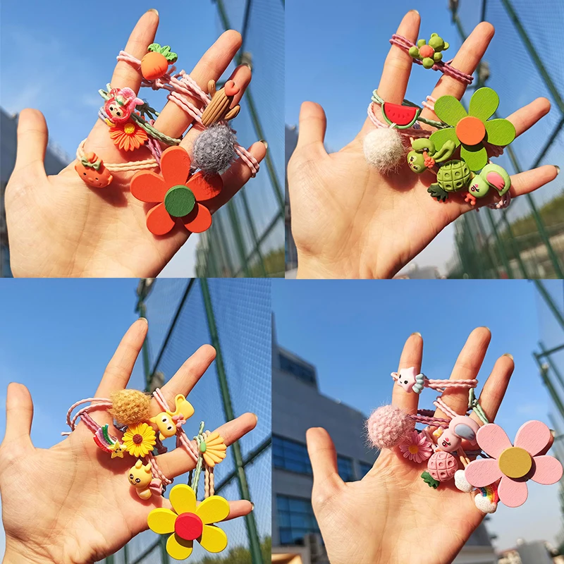 7 шт./компл. корейский стиль Карамельный Цвет Цветок Акриловые волос завязанное