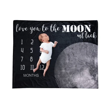 

Lychee Printed Milestone Blanket Monthly Growth Photography Decorative Blanket Soft Blanket