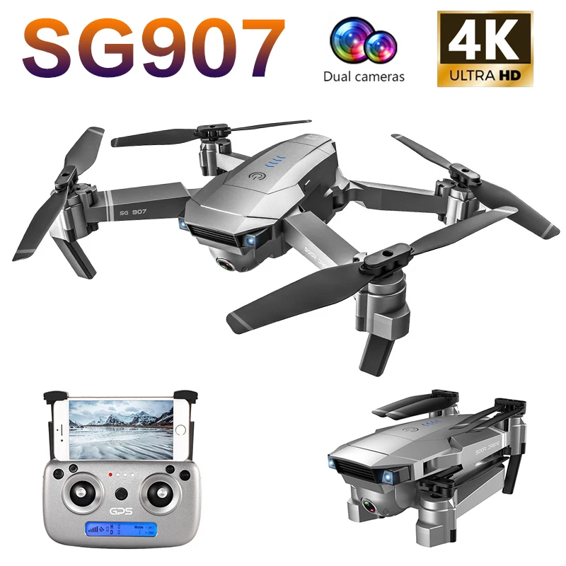 Зверь SG907 GPS Дрон 3 осевому гидростабилизатору 4K HD Камера Широкий формат 5G Wi Fi FPV 50X