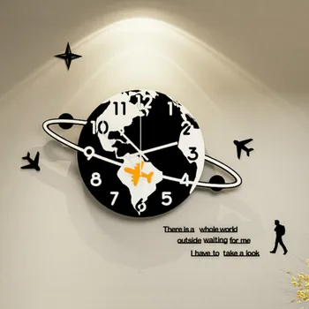

Large Creative Wall Clock Art Earth Nordic Silent Luxury Living Room Wall Watch Personality Grosse Horloge Home Decor MM60WC