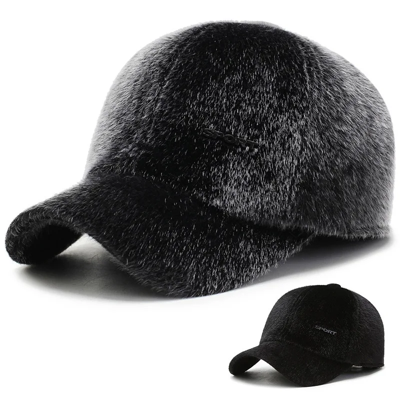Men Newly outdoor Faux fur Baseball Cap 