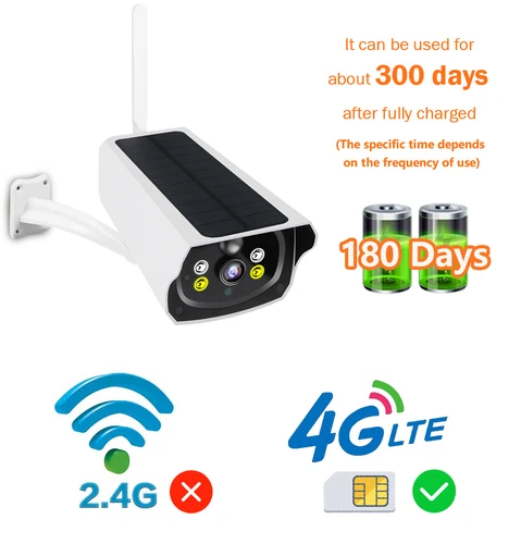 4G 태양열 IP 카메라, 1080P 태양 전지 패널 배터리 전원 카메라 태양열 보안 카메라 IP 카메라 태양열 야외 PIR 모션 감지 2