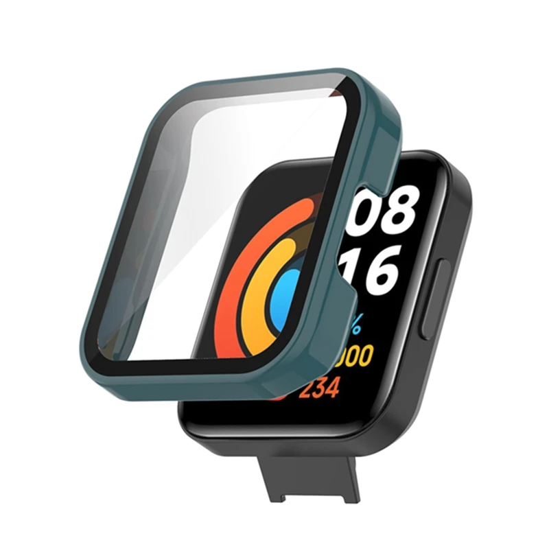 Hard PC Case Glass Screen Protector Case For Xiaomi Redmi Watch 2 Lite/Redmi Watch 2 Smart Watch Protective Bumper Cover Case 