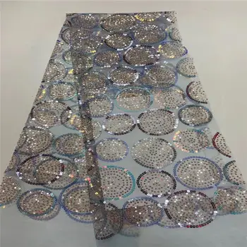 

African Lace French Tulle Lace Fabric High Quality 2020 Nigerian Sequins Mesh Lace Fabric For Party Dress A1816