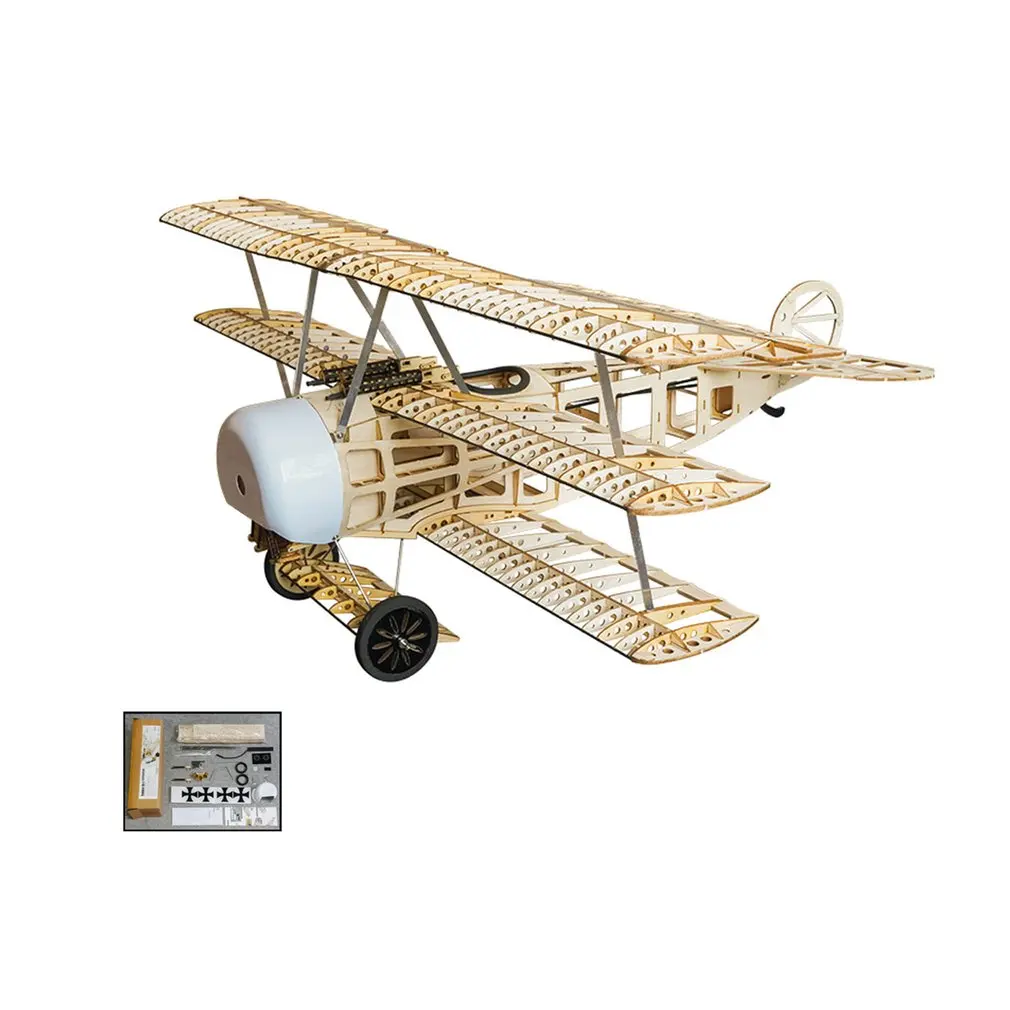 

EP FOKKER-DRI Wood Training Plane 0.77M Wingspan Biplane RC Airplane Aircraft Woodiness Model Toys DIY KIT/PNP for Kid