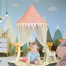 Дети Half-moon принцесса розовый замок палатка для чтения угловой Складной Игровой домик благоприятный для кожи палатка для детей
