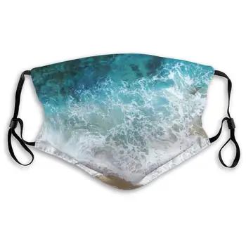 

Beautiful Ocean Waves Print Mouth Masks With Filter Washable And Reusable Anti Dust Breathable Mask With Adjustable Ear Loops