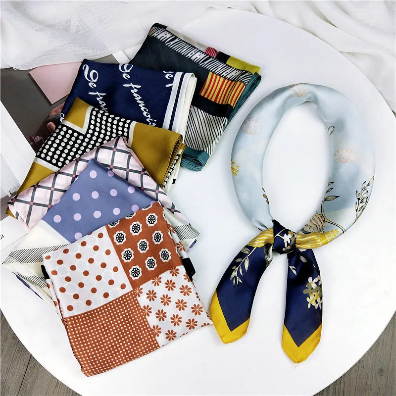 

70*70cm New Style Small Square Towel Silk Scarves Women's Decoration Literature Art Neckerchief Business Scarf Luxury Brand