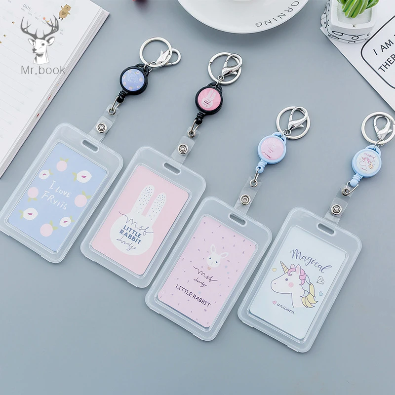 Cute Cartoon Retractable Badge Card Holder Nurse Doctor Exhibition Pull Key Id Name Card Badge Holder School Office Supplies Badge Holder Accessories Aliexpress