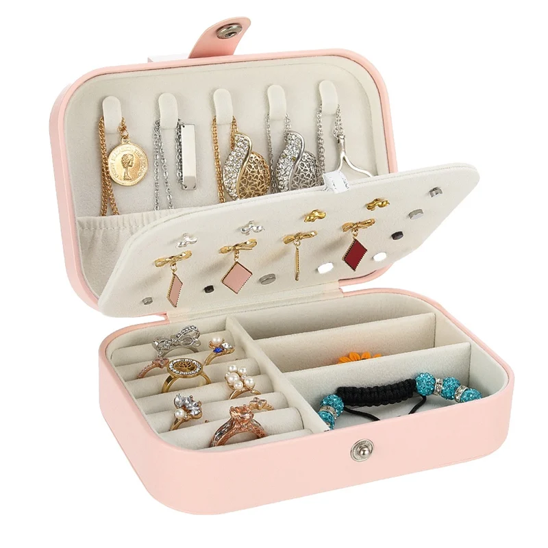 

Velvet Jewelry Display Korean Style Earrings Plate Jewelry Box Portable Leather Earrings Ring Multi-function Jewelry Storage Box