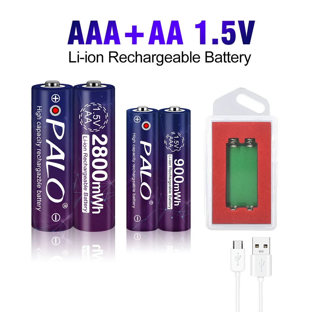 

PALO Rechargeable 1.5V AA Li-ion Battery AA+1.5V AAA rechargeable 3A For Torch Toys Clock MP3 Player Replace 2A Lithium Battery