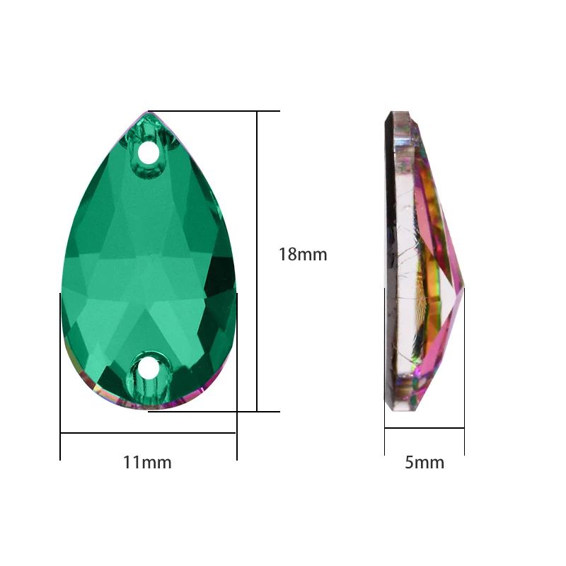 Светящиеся разноцветные K9 стеклянные пришивные стразы слеза хрустальные стразы, горный хрусталь плоские задние пуговицы для шитья на одежде авторские сумки