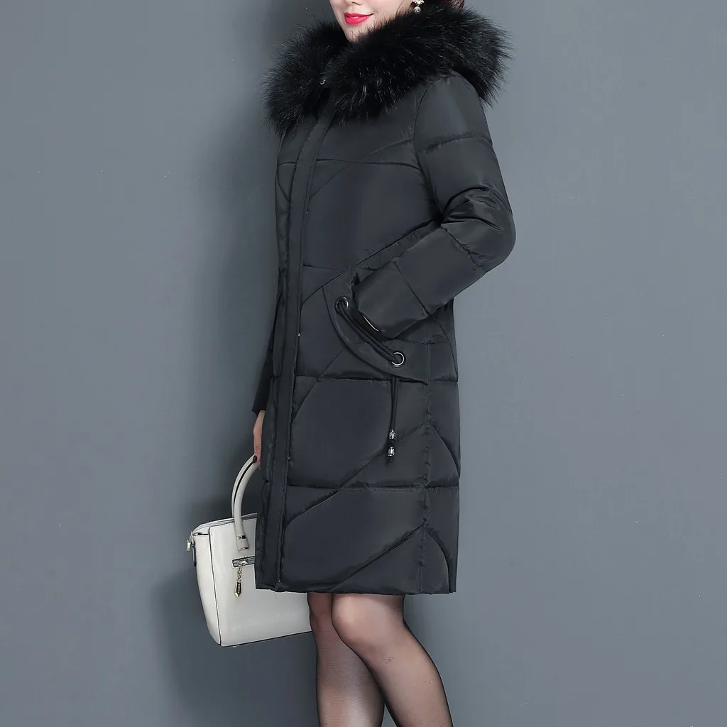 Элегантная Женская куртка, однотонная зимняя теплая толстая верхняя одежда, воротник для волос, куртка на молнии, тонкая хлопковая стеганая куртка#916