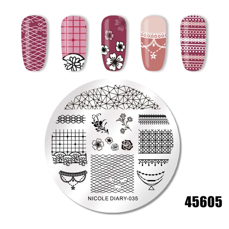 Ногтей штамповки маникюрный шаблон Изображение Шаблон пластины дизайн ногтей шаблон для печати 20X20X5 NShopping - Цвет: 45605