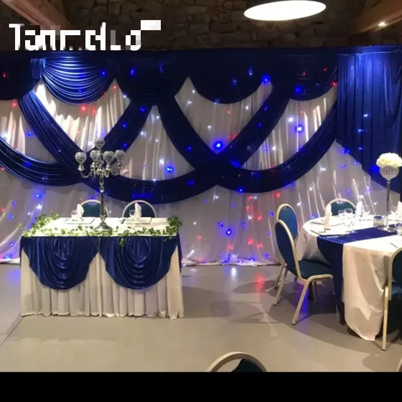 white and royal blue drapery