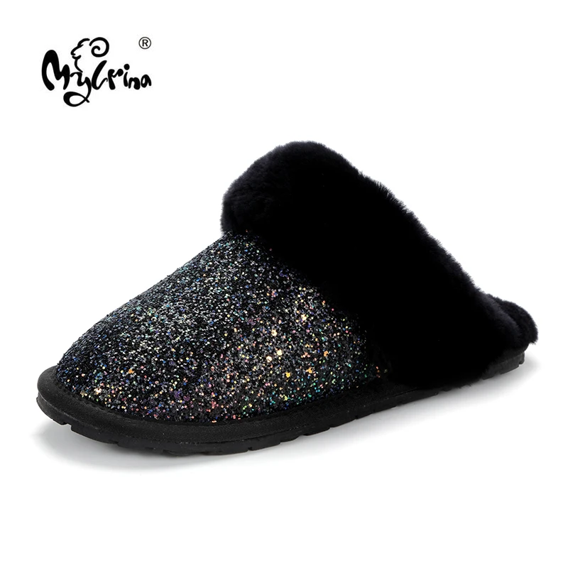 Natural Sheepskin Fur Slippers Fashion Female Winter Women Warm Indoor Top Quality Soft Wool Lady Home Shoes | Обувь