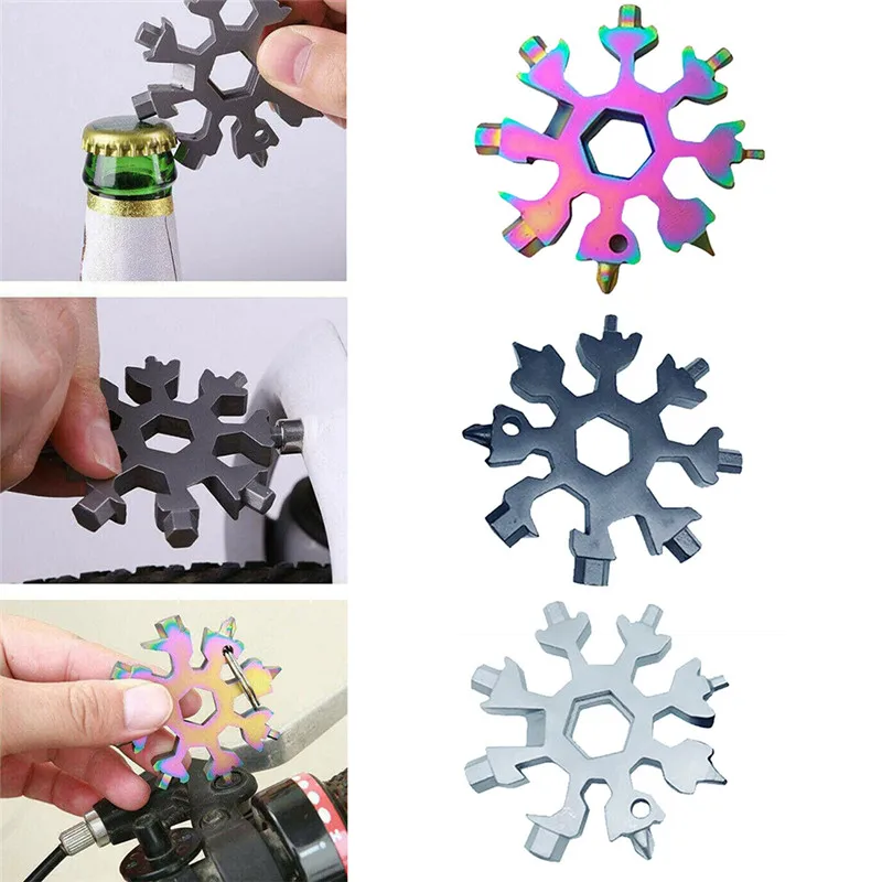 

18-in-1 Snowflake Multi-Tool Portable Pocket Tool Wrench Ratchet Combination Metric Christmas Gift Set Socket Wrenches Nut Tools