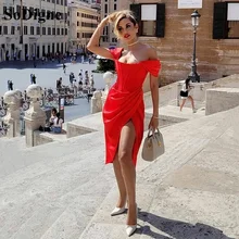 Sodigne sexy dividir vestidos de baile fora do ombro vestidos formais de baile curto elegante vestido de festa à noite 2021