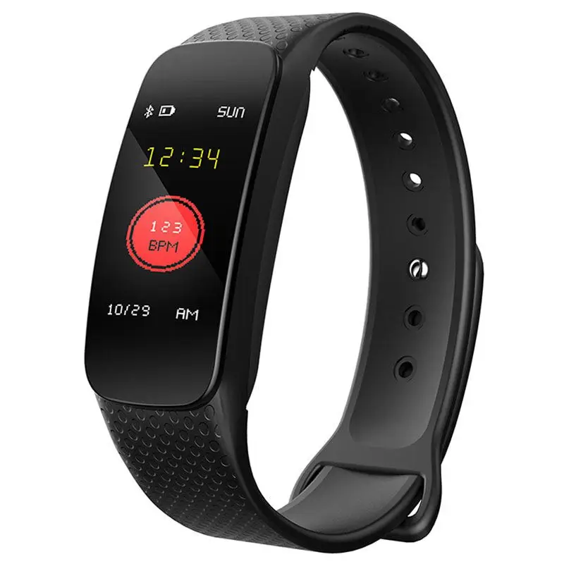 

Bracelet Band 0.96 inch IP67 Color Screen Waterproof Blood Pressure Monitor Smart Watch Men Women Black