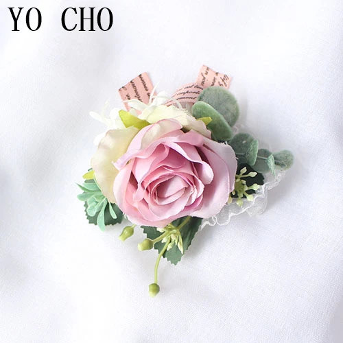 15072-Wrist Flower for Wedding bridesmaid red silk roses flowers  (4)