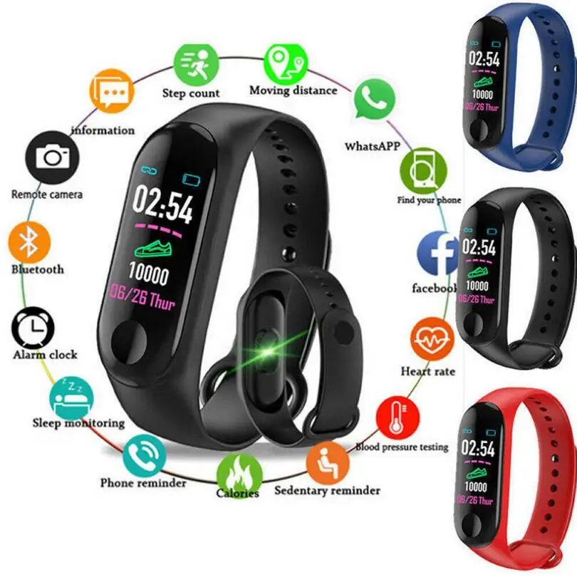 

Color screen smart bracelet Step counter heart rate blood pressure information push smart reminder bracelet watch