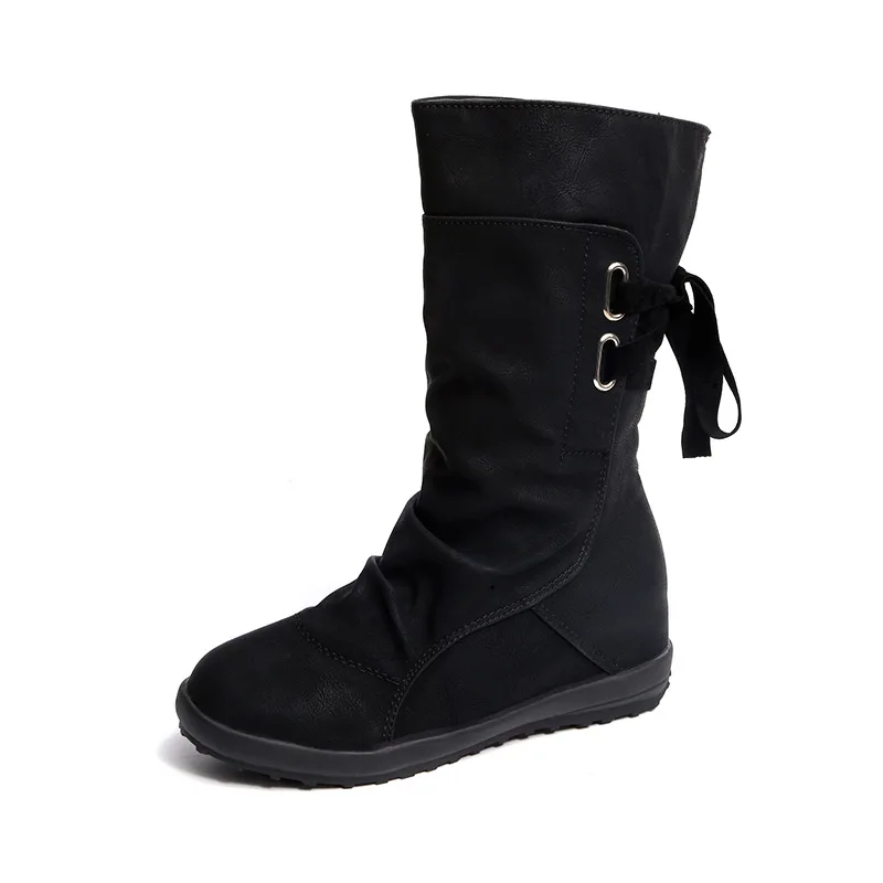 

2019 explosion models large size women shoes belt buckle tassels in the middle of the boots after the straps flat Martin boots