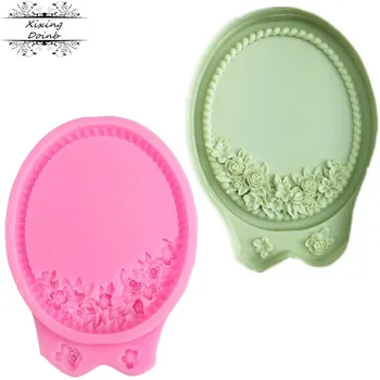 

European retro frame cake turning sugar mold flower relief frame silica gel mold Candy Mold CUPCAKE DECORATION