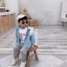 Korean Style Girls Boys Denim Shirt Autumn Fashion Cotton Kids Girls Blouse 1-6 t