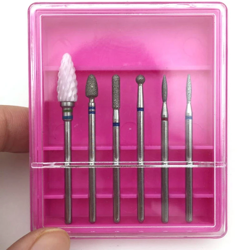6Pcs Diamond Nail Set Milling Cutter For Manicure Rotary Burr Clean Bits Electric Machine Art Accessory