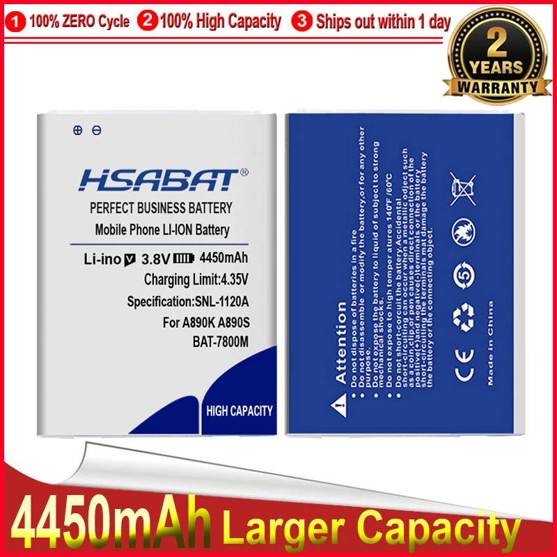 HSABAT 0 цикл BAT-7800M 4450mAh для SKY A890K A890S A890L батареи высокого качества | Мобильные