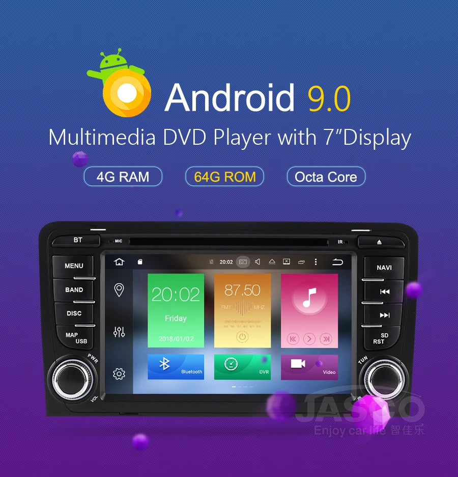 Discount 4G RAM Android 9.0 Car DVD Stereo Multimedia Headunit For Audi/A3/S3  Auto Radio GPS Navigation Video Audio Support OBD2 DVR 0