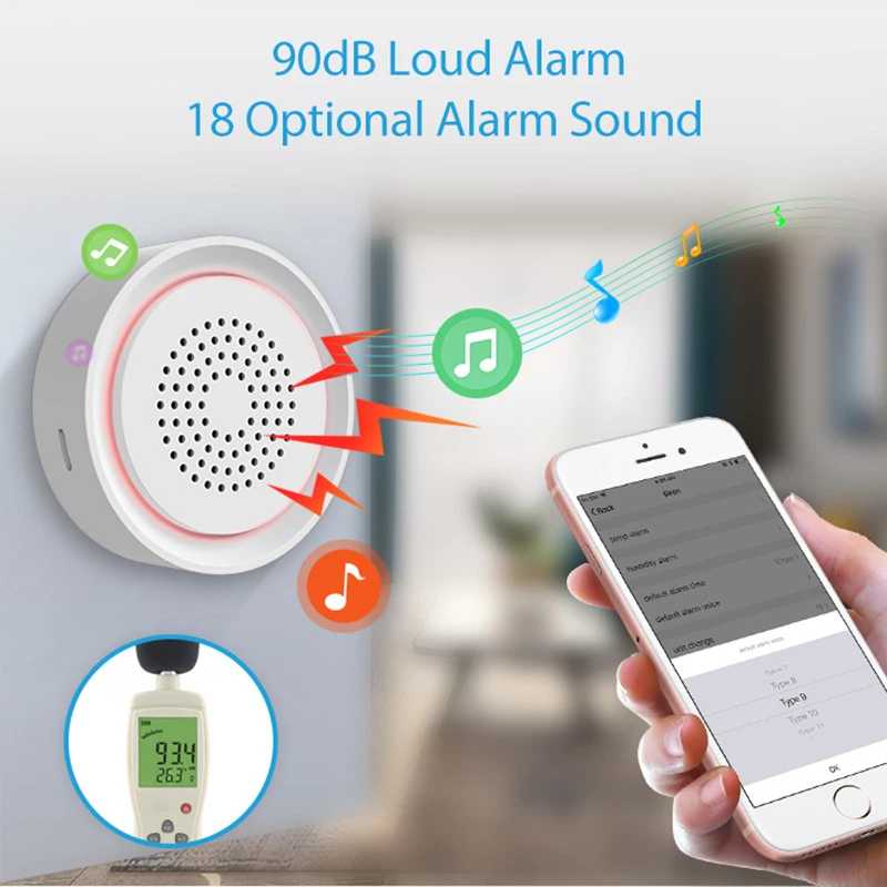 Tuya Smart Life WiFi USB Siren Alarm Detector Sensor Wireless Sound Light Alarm Compatiable With Echo Google Home Assistant