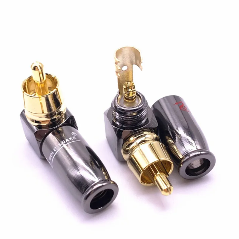 10 шт./лот 90 градусов Snake King RCA L-образный пистолет черный позолоченный правый угол