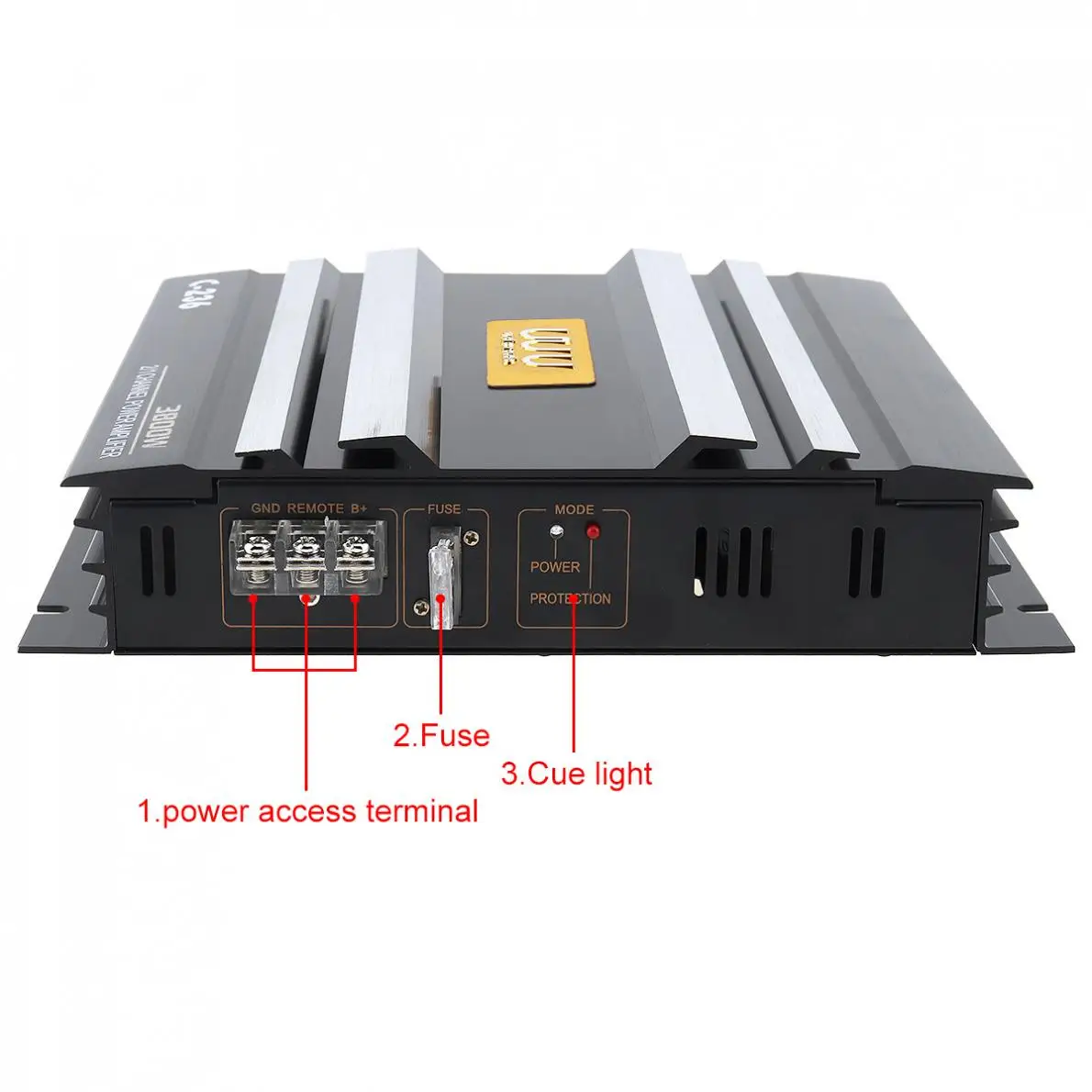 3800W Car Sound Amplifier Stereo Class AB Digital 2 Channel 12V Black Aluminum Alloy High Power Amplifier Board Audio for Cars