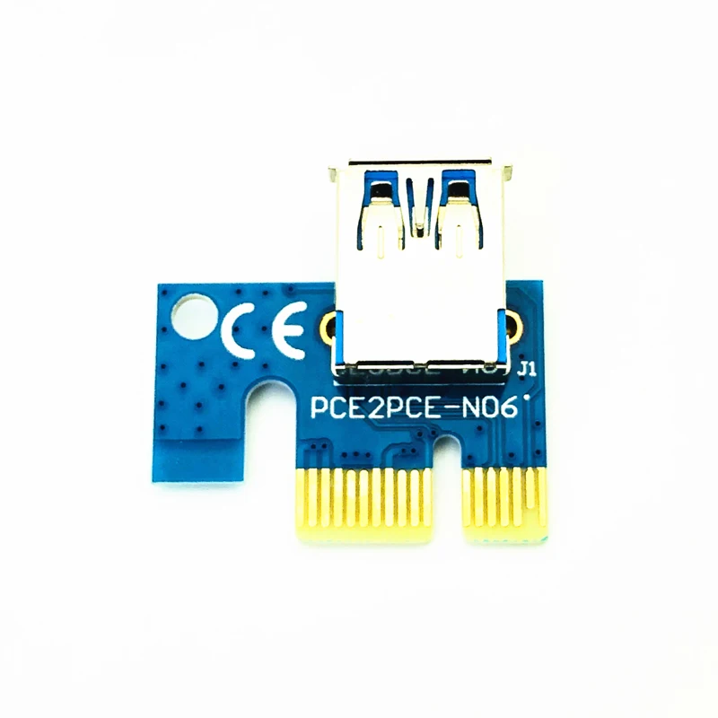 Hot Selling USB 3.0 PCI-E Extention Cable Flex Ribbon 1X To 16X Riser Card Adapter Power with SATA 6pin Card Adapter for Mining