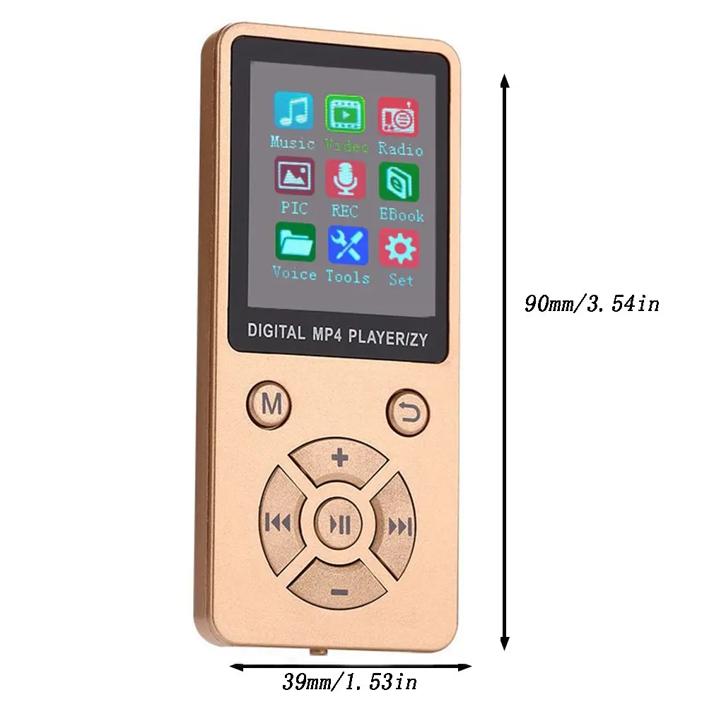 T1 Wireless Lightweight MP3 MP4 Music Player With Screen Ultra-thin Portable Mini Player Adjustable Mode Button Type