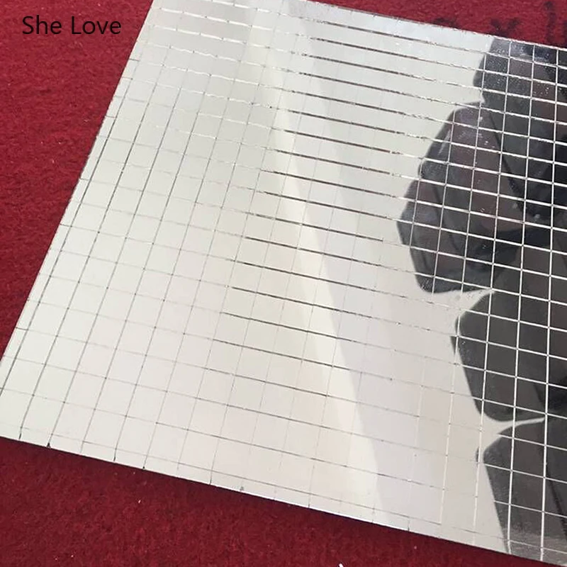 She Love 30x15cmx5mm мини квадратная самоклеящаяся стеклянная мозаичная плитка для