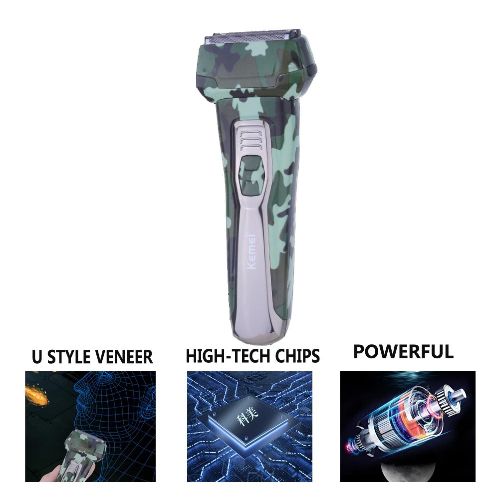 

Kemei Electric Shaver KM-1713 Shaver Razors Floating Blade Shaving Machine Beard Trimmer Rechargeable Washable KM1713 Mans Groom