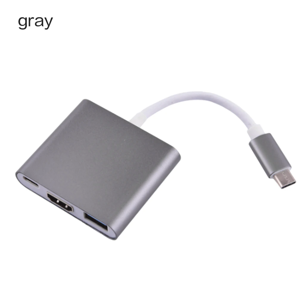 Mosible C usb-хаб HDMI адаптер для Macbook Pro/Air 3 usb type C концентратор Thunderbolt Для HDMI 4K USB 3,0 порт USB-C питания - Цвет: gray