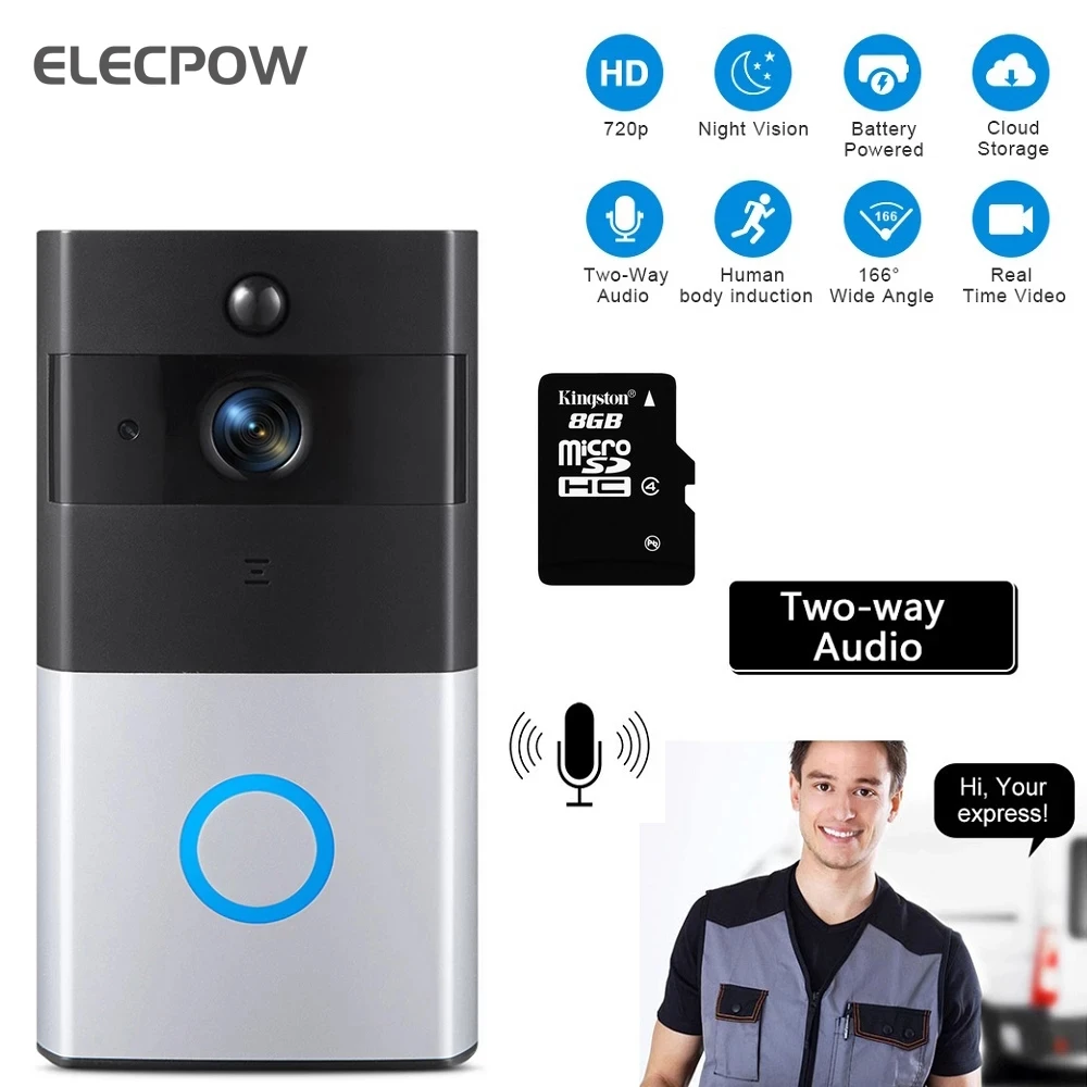 720P Home Alarm Smart Wifi Video Doorbell Camera Two-way Intercom Door with Motion Detect | Безопасность и защита