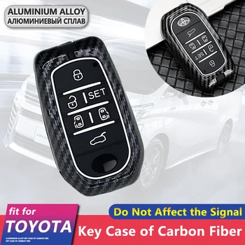 

Metal Carbon Fiber Car Key Cover Case 6 Buttons for Toyota Alphard Vellfire 30 AH30 2016~2020 2019 Keychain Ring Accessories