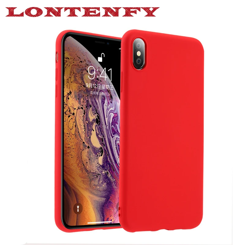 

LONTENFY The Original Silicone Case For iPhone XsMax Xr 6 6S XS X 7 8 7Plus 8Plus 6plus 6splus Case Ultra Thin TPU Soft shell