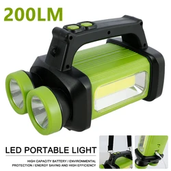 Portable Powerful LED Lamp Flashlight Torch Uses Chargeable Battery Outdoor Camping Tactics Flash Light Dual Head Searchlight